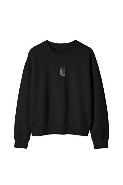 Unisex Oversize/Geniş Kalıp Bisiklet Yaka Pamuklu Sweatshirt Tap Dance