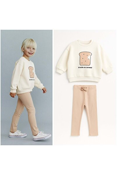 Lolliboomkids Cream color cute toast caramel sweatshirt