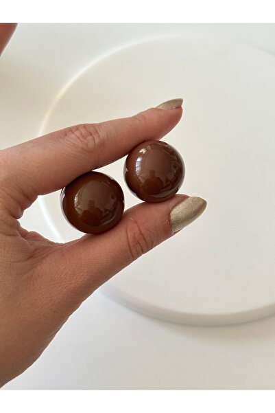 Charmist أقراط كروية من الفولاذ باللون البني