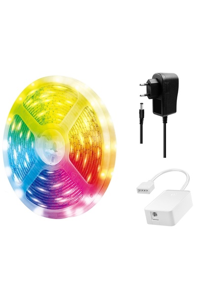 LogiLink Banda LED RGB inteligenta SH0126, Wi-Fi, 400 lm, lumina colorata, autoadeziva, IP65