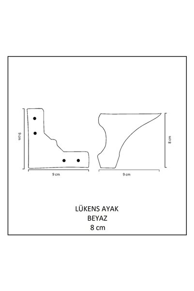 Adilon Lükens 8 Cm Unitate TV Picior Mobilier Subtălpi pentru Canapea. Lukens 8 cm Alb