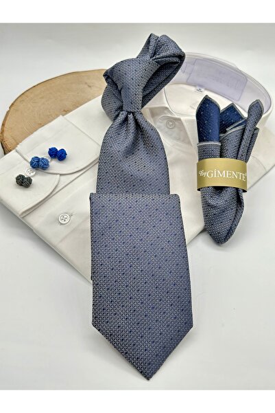 Gutiero Classic Tie with Gray Dotted Handkerchief