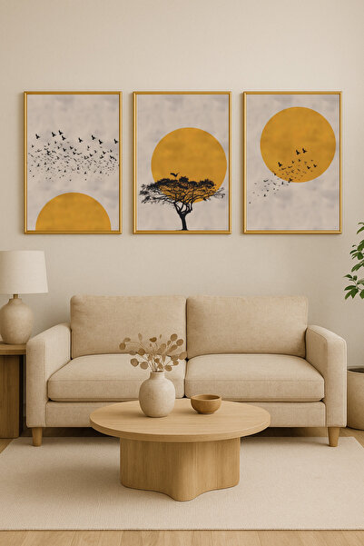 sayetablo Soloca - Tablou minimalist din sticlă cu 3 piese, cu ramă metalică ...