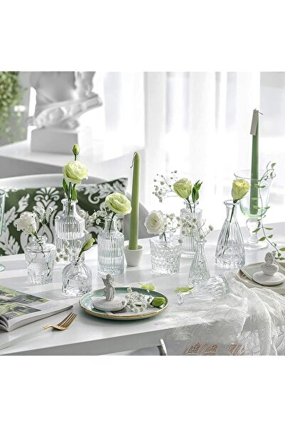 bros مجموعة مزهريات صغيرة شفافة عصرية، مزهرية زهور زجاجية عتيقة لطيفة