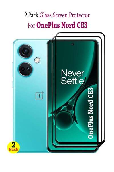 Generic عبوة من قطعتين من واقي الشاشة الزجاجي المقوى لهاتف OnePlus Nord CE3 - أسود