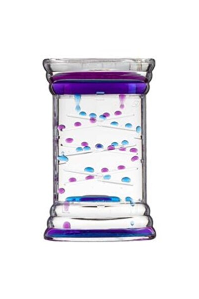 Tessari Clepsidră transparentă din plastic cu lichid colorat, diagonală 9 x 4 x 14 cm