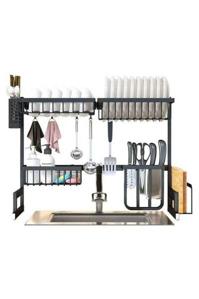 Promass رف تجفيف الأطباق فوق الحوض، مصنوع من الفولاذ المقاوم للصدأ، مزود بلوح...