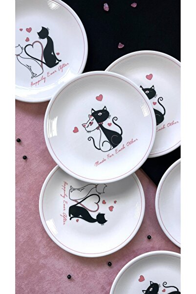 ers erbaşlar AŞK KEDİSİ 6 PARÇA LÜX TATLI TABAĞI SETİ