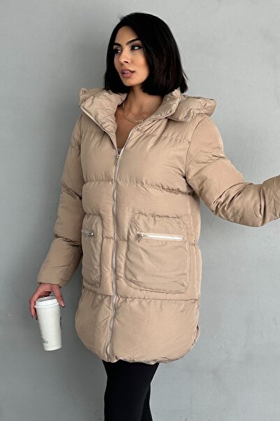 moda armanc Women's Hooded Long Puffer Coat Winter Puffer Coat with Zipper Pockets