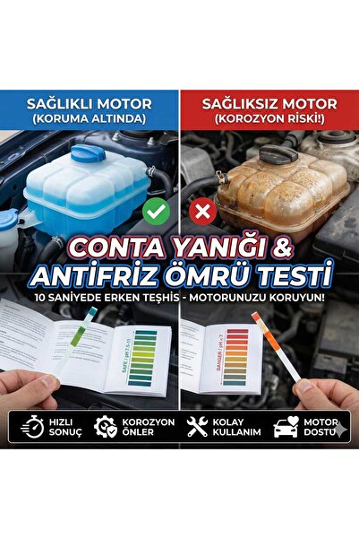 LOVYCO Oto Motor Suyu ve Conta Yanık Testi - Antifriz Korozyon Ölçer pH Kağıd...