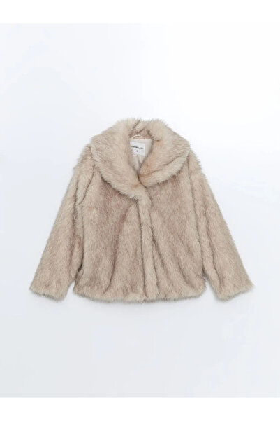 LC Waikiki Ecru Jacket Collar Women's Fur Coat