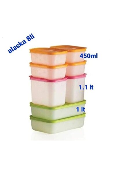 Tupperware Alaska Set. 2 Pieces of 1 Lt, 2 Pieces of 1.1 Lt and 4 Pieces of 450 Ml.