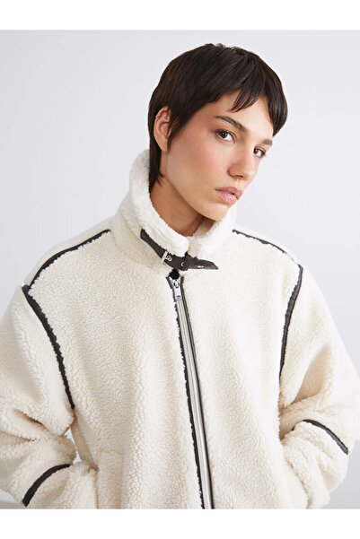 LC Waikiki Women's Jacket Collar Plain Plush Coat