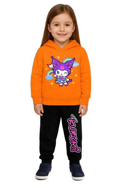 SEDİRLİ Детски спортен екип с качулка от тринишкова памучна материя с принт н...