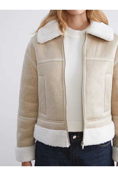 LC Waikiki Shirt Collar Women's Suede Coat