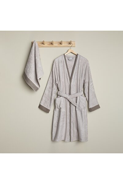 Linens Tesso Bambu L/Xl Bornoz Seti Stone