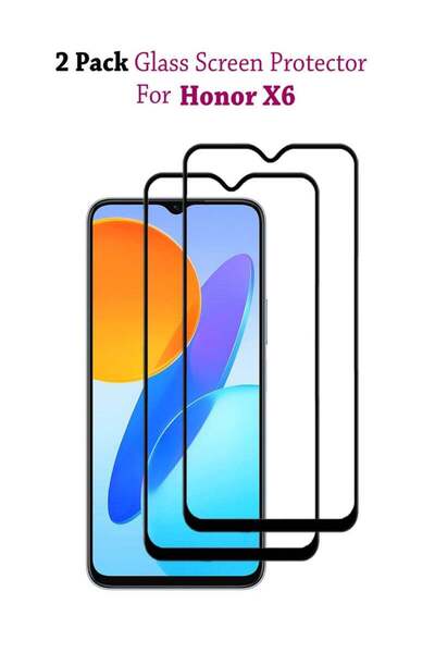 Generic عبوة من قطعتين من واقي الشاشة الزجاجي المقوى لهاتف Honor X6 - أسود