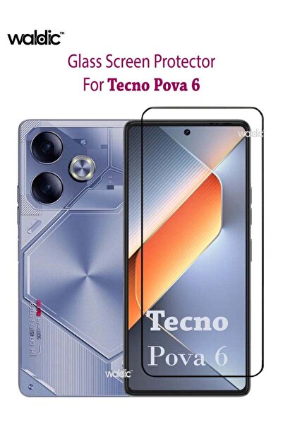 Generic عبوة من قطعتين من واقي شاشة زجاجي مقوى لهاتف تكنو بوفا 6 - أسود