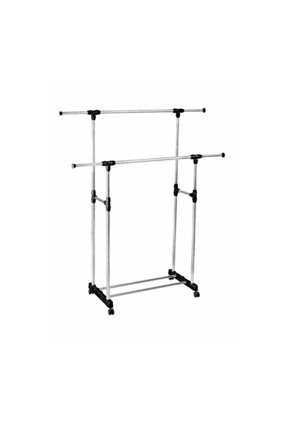 Promass رف ملابس مزدوج قابل للتمديد فضي/أسود