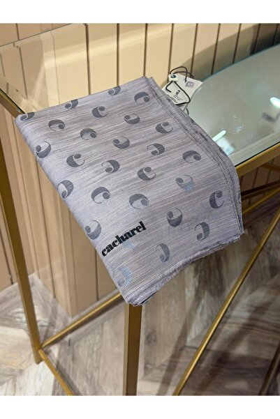 Cacharel B. Logolu İpek Koton Jakar Etol Şal Açık Gri