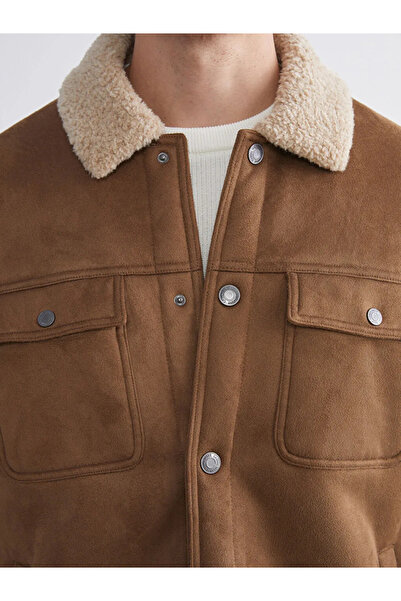 LC Waikiki Standart Kalıp Kürk Yaka Süet Erkek Mont