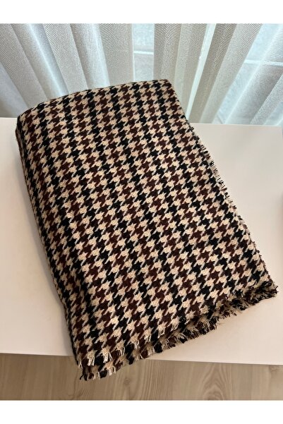 BusradanDesign 70X180 cm Houndstooth Pattern Brown Scarf