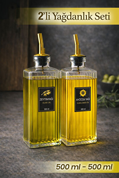 naturelove 2'li Felice Cam Yağdanlık - Sızdırmaz Metal Kapak Ayçiçek Zeytinya...