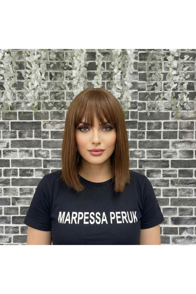 Marpessa Kısa Küt Perçemli Fiber Sentetik Peruk Luxway Serisi