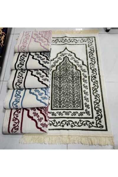 FABRIC سجادة صلاة بتصميم المحراب الكلاسيكي ونقوش جانبية رقيقة بألوان هادئة وم...