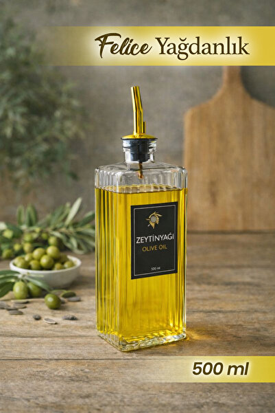 naturelove Felice Cam Yağdanlık Sızdırmaz Metal Kapak Ayçiçek Zeytinyağı Etik...