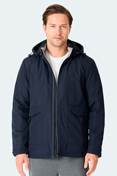 Slazenger GRAVEL Erkek Kapüşonlu Lacivert Mont & Kaban