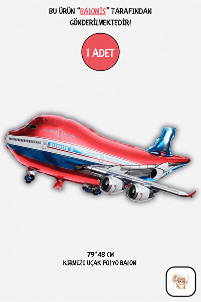 BALOMİS Kırmızı Renk Uçak Şekilli Folyo Balon 79×48 cm