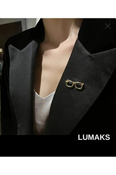 LUMAKS Yaka Broş Gold Sarı Gözlük Broş Gözlük Şeklinde