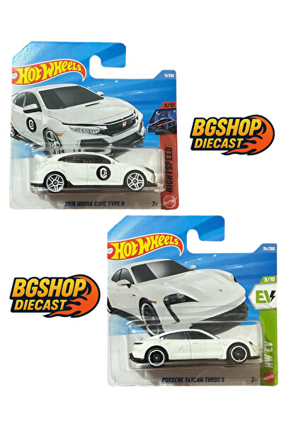HOT WHEELS 2026 Case - Porsche Taycan Turbo S - 2018 Honda Civic Type R