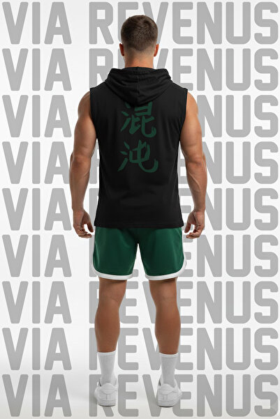 Vordevia Σετ αθλητικό μπλουζάκι χωρίς μανίκια με κουκούλα με στάμπα Chaos και...