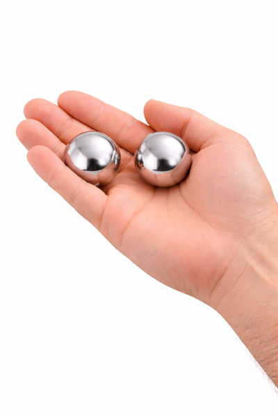 UPEKA Parlak Metal Stres Bilyesi El Egzersizi Terapi Topu 2'li Adet