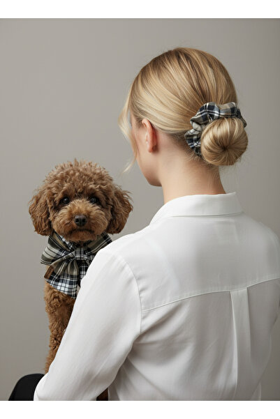 Patiset Gray Plaid Women's Hair Clip – Scottish Fabric - for Mother/Pet Combi...