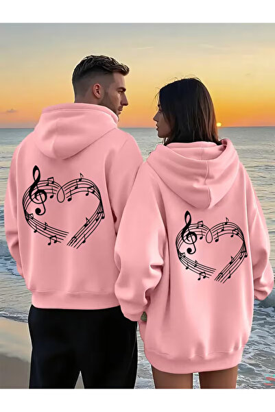 NEVERMIND Hanorac combinat pentru cuplu iubit Heart with Notes cu imprimeu su...