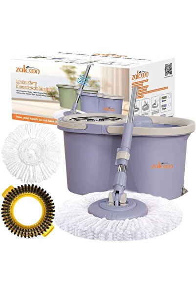 Zalcoon مجموعة ممسحة دوارة ودلو مع عصارة