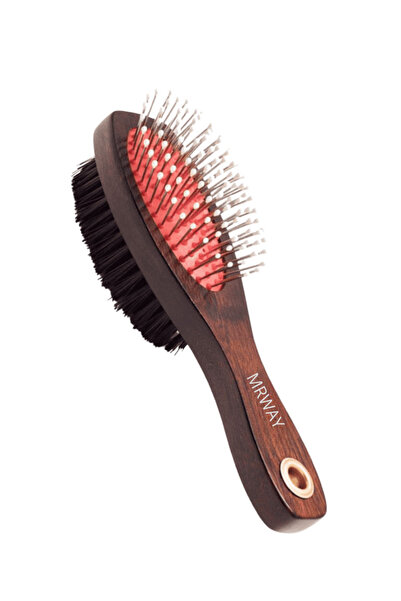 mrway فرشاة شعر خشب كبير مزدوج لفك التشابك من مرواي