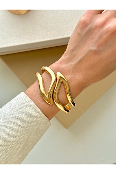 YOUES JEWELRY سوار نسائي من الفولاذ 316L بتصميم قيد سميك قابل للتعديل