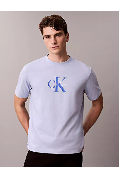 Calvin Klein Erkek Normal Kesim Yuvarlak Yakalı CK Logo Baskılı Pamuklu Kısa ...