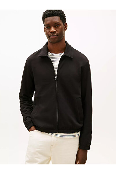 Tommy Hilfiger Erkek Regular Fit Dik Yaka Pamuklu Uzun Kollu Fermuarlı Siyah ...