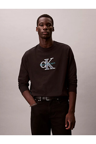 Calvin Klein Erkek Regular Fit Yuvarlak Yaka CK Logo Kabartmalı Pamuklu Uzun ...