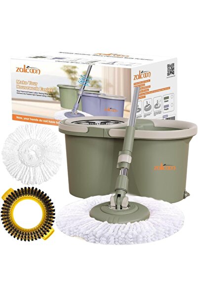 Zalcoon مجموعة ممسحة دوارة ودلو مع عصارة