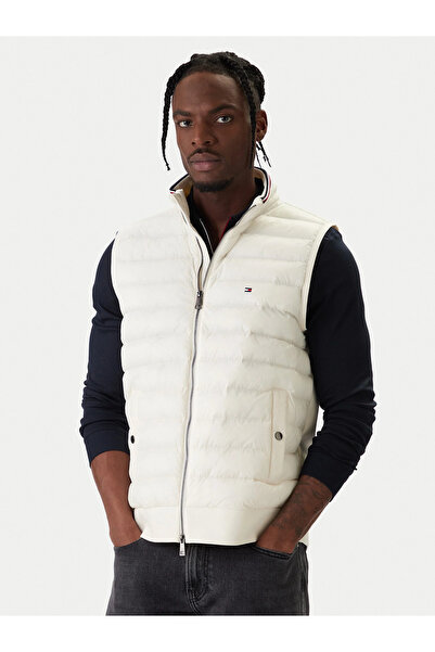 Tommy Hilfiger Men's Insulated Quilted Patterned Fabric Mock Neck Zipper Whit...