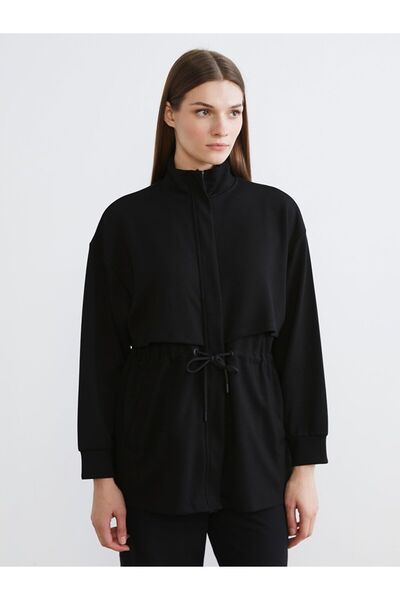 LC Waikiki LCW Modest guler ridicat supradimensionat Hanorac pentru femei cu fermoar tricou