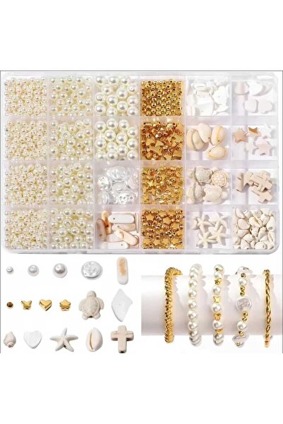 yiğit aksesuar Giant Shaped Ocean Figure Beads and Spacer Beads and Pearl Beads Jewelry Bracelet Making Kit
