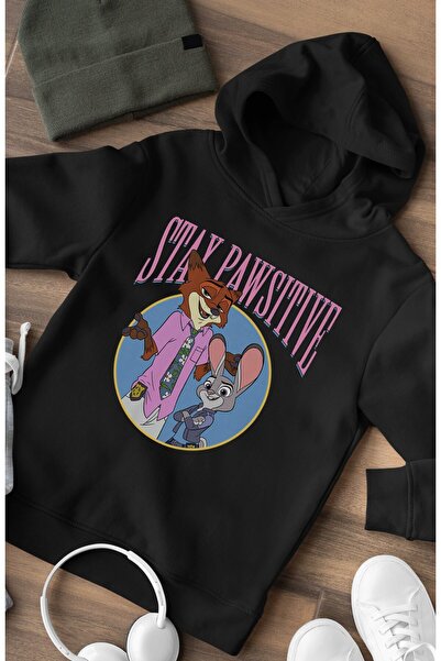 Fuddy Moda Stay Pawsitive cu imprimeu cu glugă Hanorac pentru copii tricou , ...