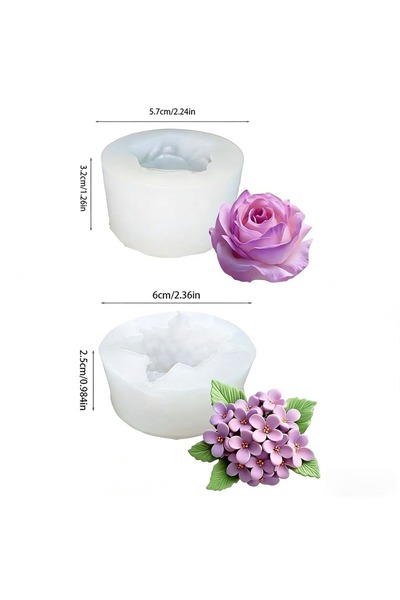 Choice قالبان من السيليكون ثلاثي الأبعاد على شكل زهرة الليلك، مقاس Wbx Dxh، ي...